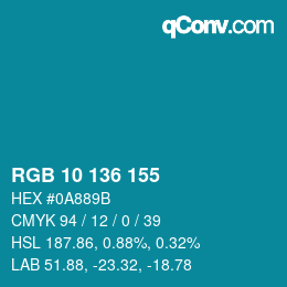 Color code: RGB 10 136 155 | qconv.com