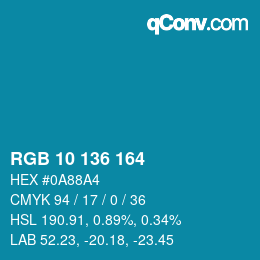 Color code: RGB 10 136 164 | qconv.com