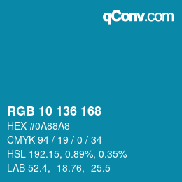 Color code: RGB 10 136 168 | qconv.com