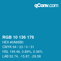 Color code: RGB 10 136 176 | qconv.com