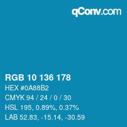 Farbcode: RGB 10 136 178 | qconv.com