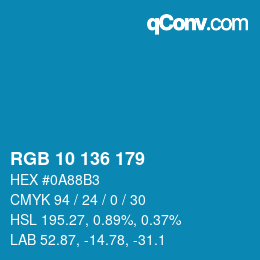 Farbcode: RGB 10 136 179 | qconv.com
