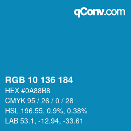 Color code: RGB 10 136 184 | qconv.com