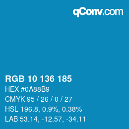カラーコード: RGB 10 136 185 | qconv.com