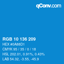 Color code: RGB 10 136 209 | qconv.com