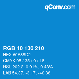 Color code: RGB 10 136 210 | qconv.com