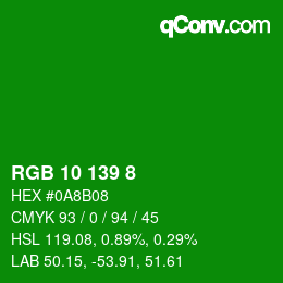 Color code: RGB 10 139 8 | qconv.com