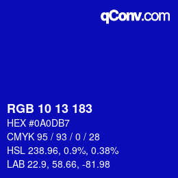 カラーコード: RGB 10 13 183 | qconv.com