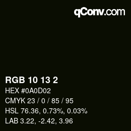 颜色代码: RGB 10 13 2 | qconv.com