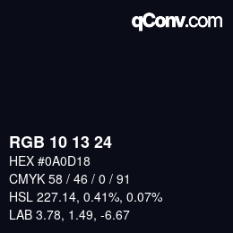 カラーコード: RGB 10 13 24 | qconv.com