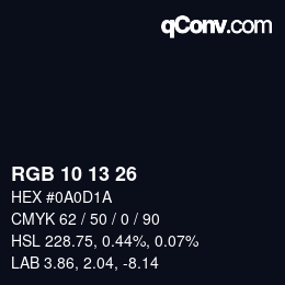 颜色代码: RGB 10 13 26 | qconv.com