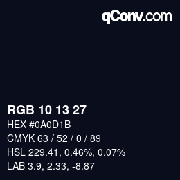 カラーコード: RGB 10 13 27 | qconv.com