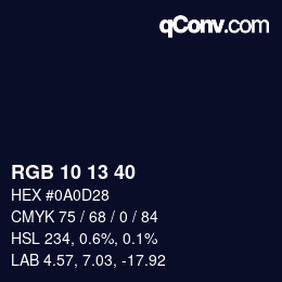 Color code: RGB 10 13 40 | qconv.com