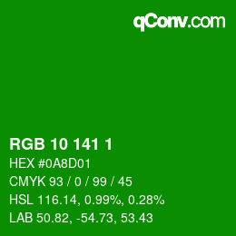 Color code: RGB 10 141 1 | qconv.com