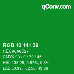 Color code: RGB 10 141 39 | qconv.com