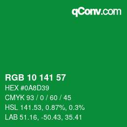 Color code: RGB 10 141 57 | qconv.com