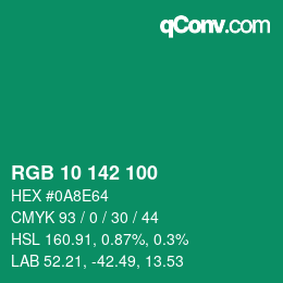 Color code: RGB 10 142 100 | qconv.com