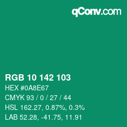 Color code: RGB 10 142 103 | qconv.com