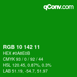 Color code: RGB 10 142 11 | qconv.com