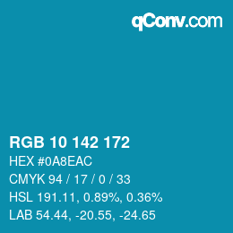 カラーコード: RGB 10 142 172 | qconv.com