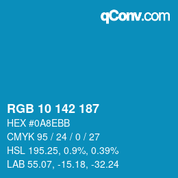 Color code: RGB 10 142 187 | qconv.com