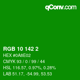 Color code: RGB 10 142 2 | qconv.com