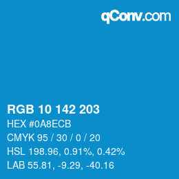 Color code: RGB 10 142 203 | qconv.com