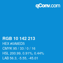 Color code: RGB 10 142 213 | qconv.com