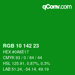 Color code: RGB 10 142 23 | qconv.com