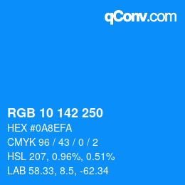 Color code: RGB 10 142 250 | qconv.com