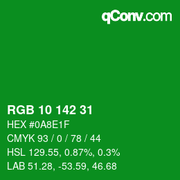 Color code: RGB 10 142 31 | qconv.com