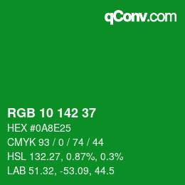 Color code: RGB 10 142 37 | qconv.com