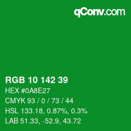 Color code: RGB 10 142 39 | qconv.com