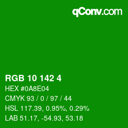 Color code: RGB 10 142 4 | qconv.com