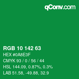 Color code: RGB 10 142 63 | qconv.com