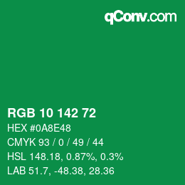 カラーコード: RGB 10 142 72 | qconv.com