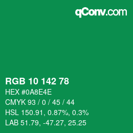 Color code: RGB 10 142 78 | qconv.com