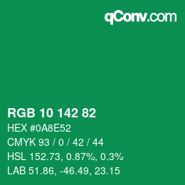 Color code: RGB 10 142 82 | qconv.com