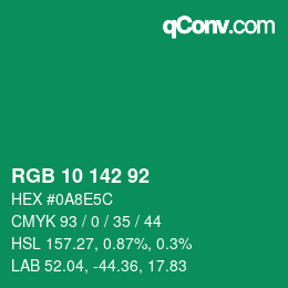 Color code: RGB 10 142 92 | qconv.com