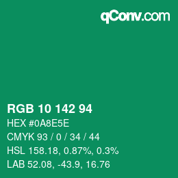 Color code: RGB 10 142 94 | qconv.com