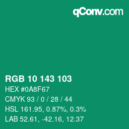 颜色代码: RGB 10 143 103 | qconv.com