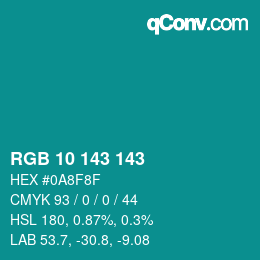 颜色代码: RGB 10 143 143 | qconv.com