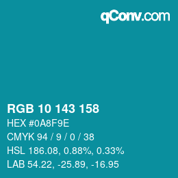 Color code: RGB 10 143 158 | qconv.com