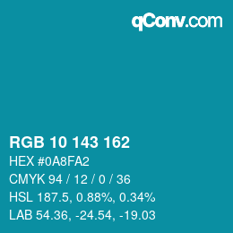 Color code: RGB 10 143 162 | qconv.com