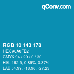 カラーコード: RGB 10 143 178 | qconv.com