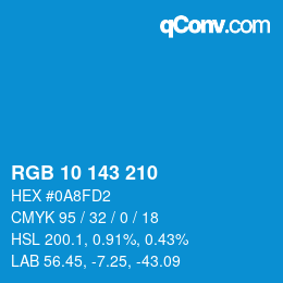 颜色代码: RGB 10 143 210 | qconv.com