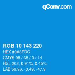 カラーコード: RGB 10 143 220 | qconv.com