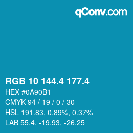 カラーコード: RGB 10 144.4 177.4 | qconv.com