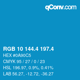 カラーコード: RGB 10 144.4 197.4 | qconv.com