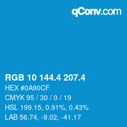 カラーコード: RGB 10 144.4 207.4 | qconv.com